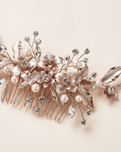 Cargar imagen en el visor de la galería, Rosegold Pearl &amp; Floral Back Piece