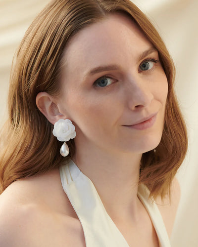 Pearl and romantic flower earrings