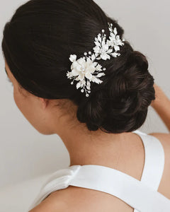 Ivory & Floral Bridal Clip (Bajo Pedido)