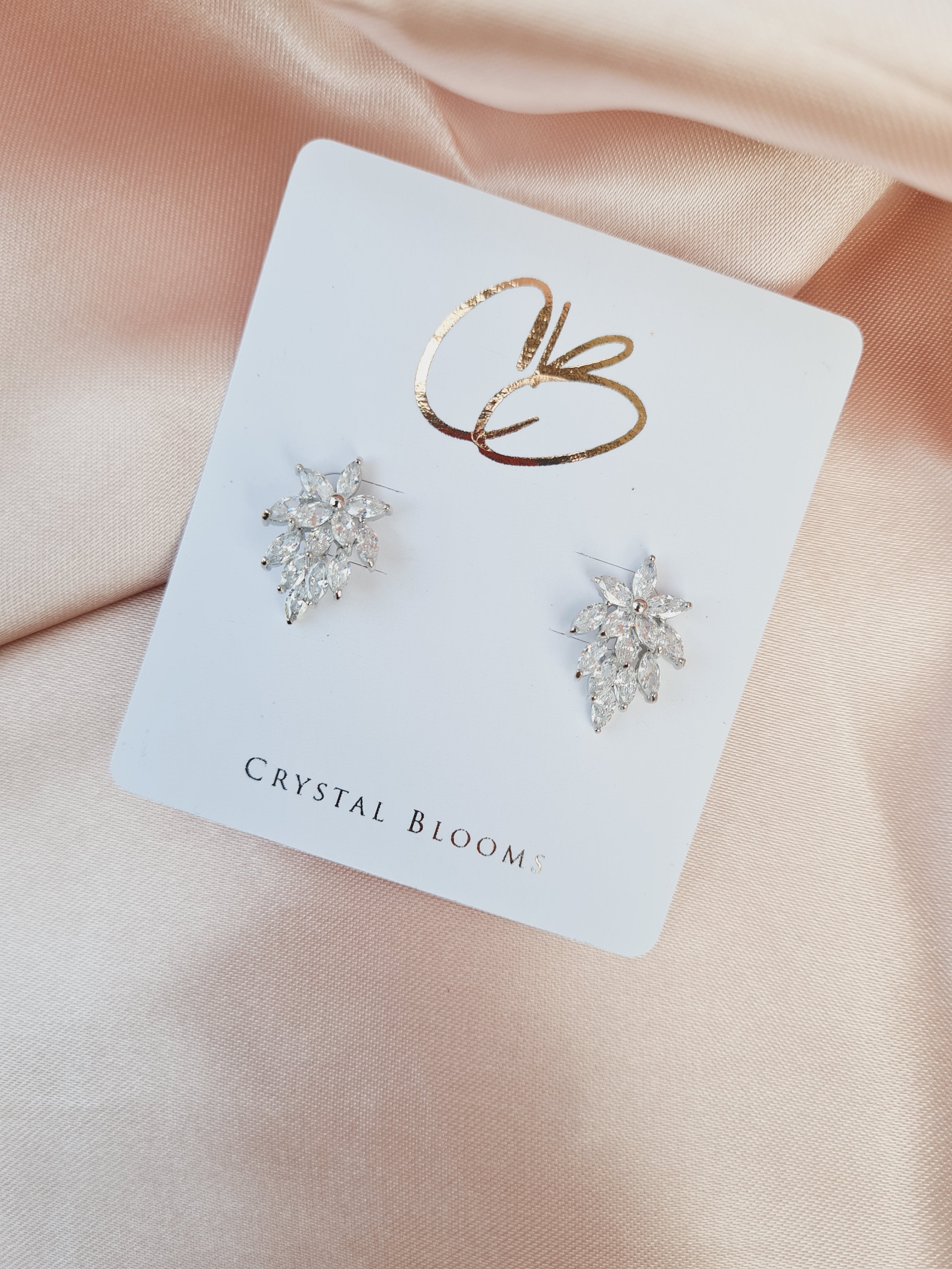 Trendy Leaf CZ Stud Earrings