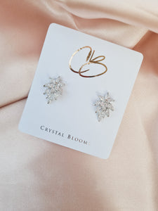 Trendy Leaf CZ Stud Earrings