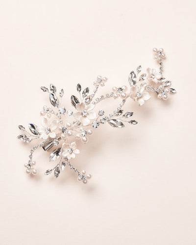 Flora Crystal Clip Silver (Bajo Pedido)